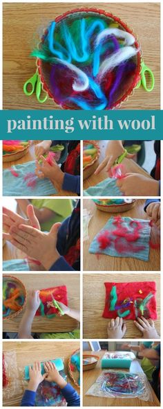 the process for painting with wool is shown