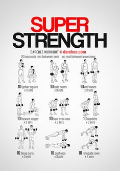 a poster with instructions on how to do the super strength exercises for men and women