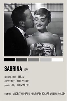 an advertisement for the film sabrina, starring in 1953 and starring in 1956