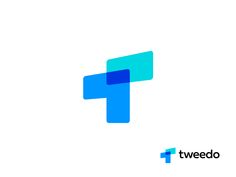 the logo for tweedo is blue and has an arrow pointing up to it