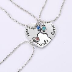 Share the special bond of friendship with these Best Friends Forever Necklaces Set! The perfect gift for you and your 3 best friends, these necklaces will be a unique and stylish way to show your unbreakable bond! Get ready for endless compliments! Material: Alloy Chain Length: 40+5cm ~ 17inches Nickel-free Heart Pendant Necklace For Friendship, Nickel-free Necklaces For Mother's Day Gift, Heart-shaped Metal Necklaces For Friendship, Heart-shaped Metal Necklace For Friendship, Trendy Silver Necklace For Best Friend Gift, Trendy Silver Necklace For Best Friend, Adjustable Charm Necklaces With Heart Pendant For Friendship, Silver Charm Necklaces With Adjustable Chain For Friendship, Stainless Steel Jewelry For Best Friend Gift