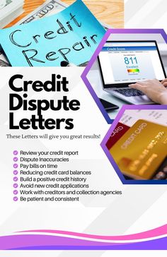 an advertisement for credit dispute letters with images of people working on laptops and papers