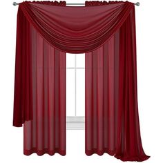 a red curtain hanging on the side of a window