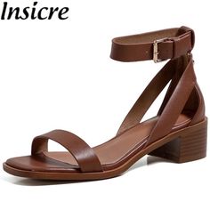 Medium Heel Sandals For Women, Brown Leather Sandals Women, Simple Sandals Heels, Summer Beach Fashion, Everyday Heels, Simple Sandals, Genuine Leather Sandals