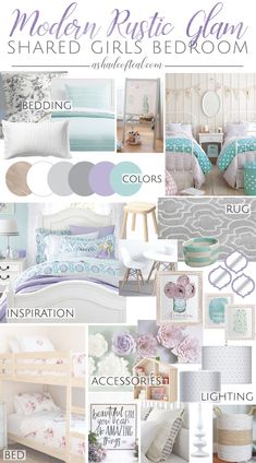 Girls Bedroom Bedding, Shared Girls Room, Girls Bedroom Makeover, Shared Girls Bedroom, Teal Bedroom, Big Girl Bedrooms, Girl Bedrooms, One Room Challenge, Rustic Glam