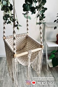 a hammock hanging from a tree in a room