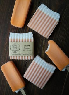 A combination of orange and vanilla essential oils, inspired by the childhood classic Orange Dream ice cream bars. Summer Soap, Ice Cream Bars, Orange Dream, Fluffy Texture, Vanilla Essential Oil, Coconut Palm