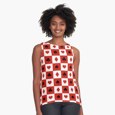 Get my art printed on awesome products. Support me at Redbubble #RBandME: https://www.redbubble.com/i/top/Playing-Card-Pattern-by-thilinank/158055933.6AQD3?asc=u Playing Card Pattern, Playing Cards Design, Card Pattern, Sleeveless Top Designs, Playing Card, Flowy Tank