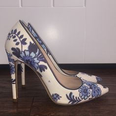 Beautiful Floral Pumps. Worn A Handful Of Times. The White Fabric Can Be Cleaned And They’ll Be Good As New. I Love These Shoes But I Don’t Wear Them Nearly Enough To Have Them Take Up Room In My Closet. I Think The Heel Height Is About 4 In. Lk Bennett Shoes, Noble Lady, Floral Pumps, Lk Bennett, White Fabric, White Fabrics, Beautiful Shoes, Shoes Women Heels, The White