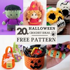 crochet patterns for halloween with text overlay that reads, 20 halloween crochet ideas free pattern