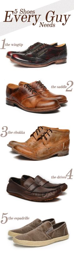 5 shoes every guy needs Model Citizen, Mode Tips, Men's Wardrobe, Boots Shoes, Well Dressed, Smart Casual, Ugg Boots