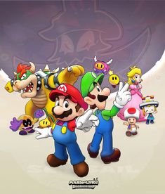 mario and luigi are surrounded by other characters