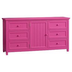 Beadboard Wide Dresser #pbteen Hot Pink Decor, Wooden Drawer Pulls, Beadboard Paneling, Pink Furniture, Wide Dresser, Weathered White, Teen Bedding, Teen Bedroom Decor, Color Palette Design