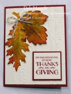 a handmade thanksgiving card with leaves on it