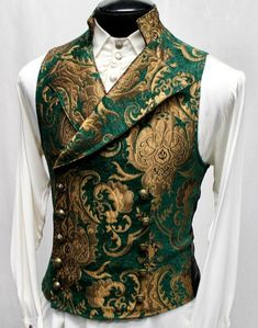 Elegant Fitted Green Vest, العصور الوسطى, Gold Tapestry, 여자 패션, Fancy Outfits, Fantasy Clothing, Fantasy Fashion, Mens Costumes, Suit Fashion