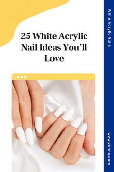 Dreaming of long, elegant nails? White acrylic nails are perfect for any occasion. Check out these 25 beautiful styles. Long Elegant Nails, Acrylic Nail Ideas, Nail Care Tips