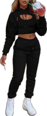 Black Long Sleeve Hoodie With Pockets, Winter Black Sweatshirt With Pockets, Fitted Long Sleeve Hoodie With Pockets, Trendy Fitted Hoodie With Pockets, Casual Fitted Solid Sweatshirt, Fitted Casual Solid Color Sweatshirt, Black Fitted Hooded Sweatshirt, Fitted Black Hooded Sweatshirt, Fitted Casual Hoodie With Pockets