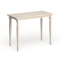 a white wooden table with two legs on the top and one leg raised to the side