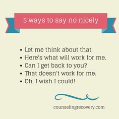 If you struggle with people pleasing, seeking approval, saying yes when you mean no it's likely codependency. Learning how to saying no is the first step in 12 step recovery from people pleasing. Click the image to read how. Ways To Say No, Boundaries In Relationships, Ways To Say Said, How To Say No, Codependency Recovery, People Pleasing, Set Boundaries, Saying No, Learning To Say No