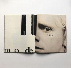 an open book with black and white images on the pages that say,'mode '