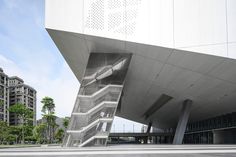 an architectural building with stairs leading up to it