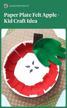 paper plate felt apple - kid craft idea