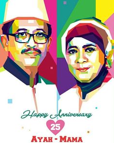 an image of two people on a happy anniversary card with the words aaah maa