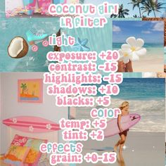 Cute Pink Pics Aesthetic, Picture Themes Ideas, Tiktok Picture Editing Trend, Preppy Photo Editing, Summer Filters Lightroom, Summer Filters, Preppy Vsco Filter, Cute Photo Filters Camera Roll, Beach Photo Filter