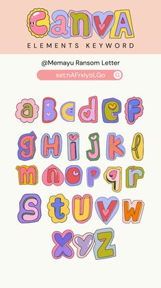 the letters and numbers are drawn in different colors, shapes, and font options for each letter