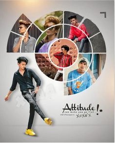 the poster for attitude magazine features photos of young men in different colors and styles, including yellow shoes