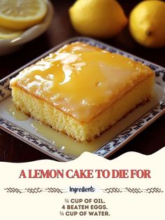 a lemon cake to die for recipe on a plate