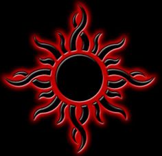 a red sun with black background