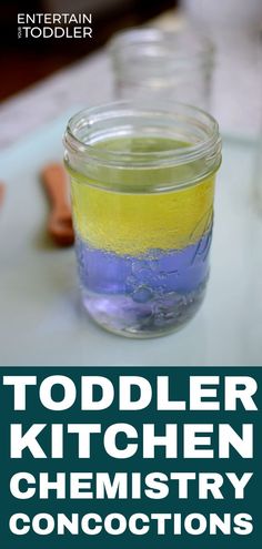 a jar filled with liquid sitting on top of a table