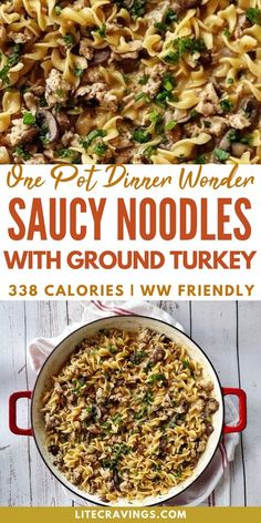 one pot dinner wonder saucy noodles with ground turkey