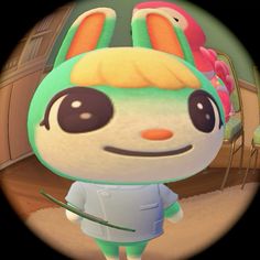 the animal crossing character is wearing an outfit and holding a bow in front of him