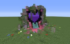 Girlfriend wanted a cuter looking nether portal. This is my first attempt : Minecraft Minecraft Blueprint, Mobs Minecraft, Memes Minecraft, Nether Portal, Minecraft Garden, Minecraft Decoration, Minecraft Mansion, Minecraft Banner Designs, Bangunan Minecraft