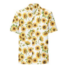 Introducing our Sunflower Button-Up Shirt, your go-to choice for effortless summer style and comfort! Crafted with care from a blend of 65% recycled polyester and 35% polyester, this shirt is not only fashion-forward but also environmentally conscious. Designed to keep you cool and comfortable, the featherlight and moisture-wicking material ensure that you stay fresh even on the hottest days. Say goodbye to sweat and hello to breezy comfort! With its regular fit and breathable fabric, this shirt Cheap Yellow Blouse With Floral Embroidery, Sunflower Shirt, Stay Fresh, Environmentally Conscious, Mens Oxfords, Flower Lover, Shirt Button, Only Fashion, Summer Wardrobe