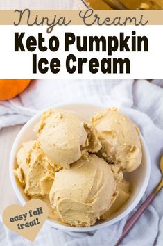 keto pumpkin ice cream in a white bowl