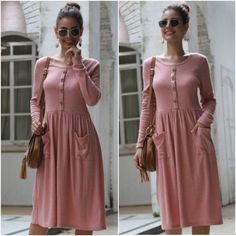 Softest Marsala Midi Dress Casual Pink Midi Dress For Fall, Pink Knee-length Midi Dress With Pockets, Purple Floral Maxi Dress, Abstract Print Dress, Round Neck Dress, Ribbed Bodycon Dress, Boho Midi Dress, Athletic Dress, Polly Dress