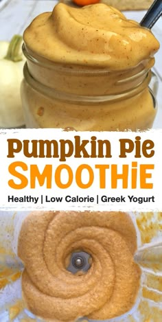 pumpkin pie smoothie in a mason jar