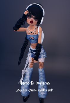 outfit can be used for many diff themes !! #dti #dresstoimpress Dti Outfits Farmer, Di Jeans And Denim Outfit, Denim Dti Outfits, Dti Outfits Ideas Street Wear, Dti Outfit Jeans And Denim Theme, Dress To Impress Roblox Game Outfits Theme Y2k, Trendy Dti Outfits Theme, New Jeans Dress To Impress, Dti Jeans Denim