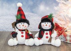 Snow Fun Snowman Sitters - HH10110- Tall Hat - The Wreath Shop Red Black Christmas, Hats Cute, Long Hat, Xmas Art, Tall Hat, Snow Time, Red Snowflake, Plaid Hats, Wreath Making Supplies