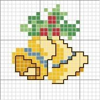 a cross stitch pattern with two yellow flowers on top of each other, and one red flower in the middle