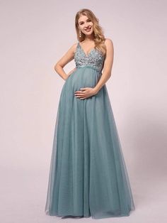 Double V Neck Lace Applique Maternity Maxi Dress - Ever-Pretty US Summer Party Maternity Dress In Tulle, Maxi Maternity Dress, Tulle Maternity Dress, Pregnancy Style, Maternity Maxi Dress, Layered Tulle Skirt, Baby Shawer, Maternity Maxi, Bottle Warmer