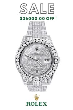 $36,000.00 Off Saving 52% This Rolex Datejust Men’s Custom Diamond Watch features 25.2 carats of genuine diamonds, a fully paved in diamonds case, bezel and band. This Rolex Men’s Diamond Watch also showcases a dial paved with genuine diamonds and a date display at the 3 o’clock position. It is a truly unique watch that will really stand out. #Rolex #men´swatch #luxurywatches #watchesformen #daydate #watches #watchesformen #diamond #diamondwatch Luxury Watches With Cubic Zirconia Bling, Luxury Watches With Bling And Cubic Zirconia, Formal Diamond Watches With Bling, Luxury Diamond White Watch With Bling, Luxury Diamond Watch With Bling For Formal Events, Luxury Watches With Rhinestones Round Dial, Luxury Diamond Watch With Rhinestones, Luxury Formal Watches With Rhinestones, Luxury Round Diamond Watch With Rhinestones