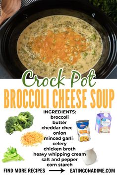 the broccoli cheese soup is ready to be cooked in the crock pot