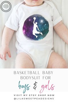 This adorable basketball baby bodysuit is the ideal gift for a new parent who is a basketball lover! Perfect as a baby shower gift; Father's Day or Christmas gift; as a baby announcement; and without saying, during the basketball season. And of course: you can always buy it “just because” – your baby boy or girl’s cute introduction to your favorite sport, Basketball. This sweet baby bodysuit will sure be a hit with your fellow basketball lovers ♥ #basektballbabygift #basketballbabygirlboy Basketball Season, A Basketball, Baby Boy Or Girl, Baby Shower Gift, Baby Bodysuit