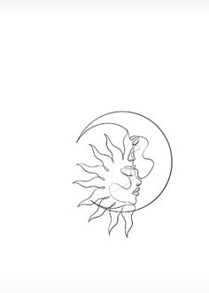 a line drawing of the sun and moon