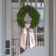 Infuse your home décor with a touch of luxury with our Blush Velvet Wreath Sash. This exquisite sash, crafted from blush velvet, drapes elegantly around a wreath, adding an extra layer of beauty to any mirror or front door. The soft, muted pink hue complements a range of seasonal styles, while the plush texture enhances the timeless style of your décor. You can also add any monogram or seasonal embroidery we offer. (Put specific details for our design team in the note section). Please allow 3-5 Valentine Wreaths For Front Door Ideas, Valentines Entryway Decor, Seasonal Embroidery, Velvet Wreath, Wreath Sash, Wreath Bows, Valentines Wreath, Mardi Gras Wreath, Velvet Drapes