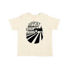 Farmers feed the world. Support Your Local Farm- tractor Toddler T-Shirt, a perfect way to show your support for the farmers, and to encourage others to support them as well. A toddler-soft cotton tee in look-at-me, big kid colors. 4.5 oz., 100% combed ringspun cotton. White is sewn with 100% cotton thread. Topstitched rib crew neck. Double-needle stitched sleeves and bottom hem. Shoulder-to-shoulder taping. Toddler T-Shirt. Size: 5/6T.  Gender: female. Local Farm, Farm Tractor, Girl T Shirt, Girls Toddler, Size 4t, Big Kid, Toddler Gifts, Kids Gifts, Cotton Thread